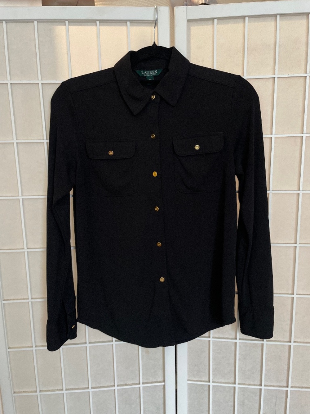 Ralph Lauren black button down shirt Small